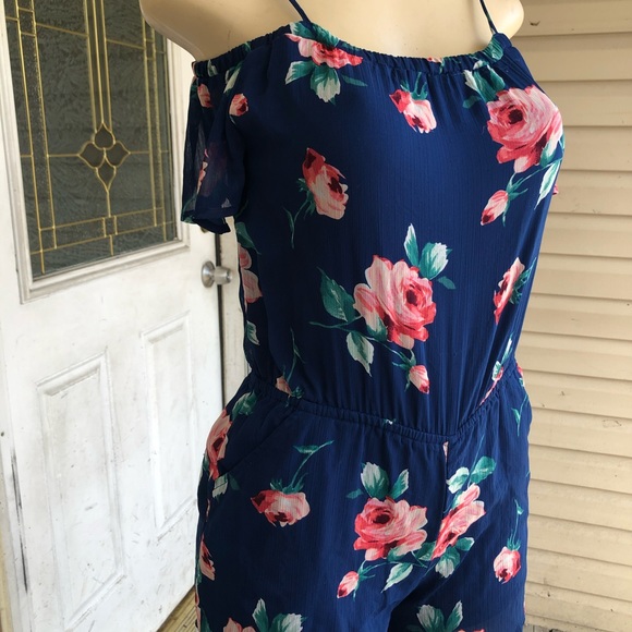 Abercrombie kids blue floral romper - Picture 8 of 9